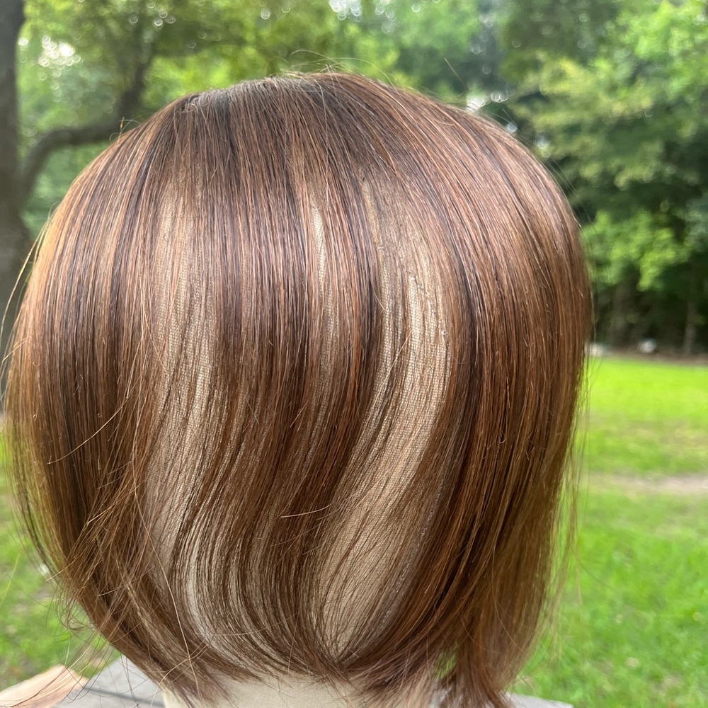 HAIR TOPPER CHIN LENGTH SOFT QUALITY RED AND BROWN SYNTHETIC FIBER CLIP IN HAIR - Picture 9 of 15